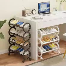 4 Layer Shoe Rack with Rollers - Stylish & Mobile