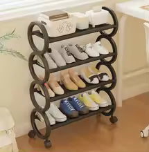 4 Layer Shoe Rack with Rollers - Stylish & Mobile