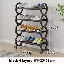 4 Layer Shoe Rack with Rollers - Stylish & Mobile