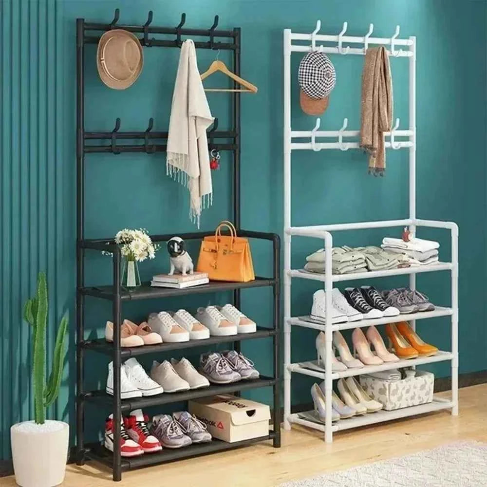 5 Layer Living Room Shoe Rack Multi-Layer Storage Shelf DIY Clothes Hanger Simple Floor-Standing Organizer