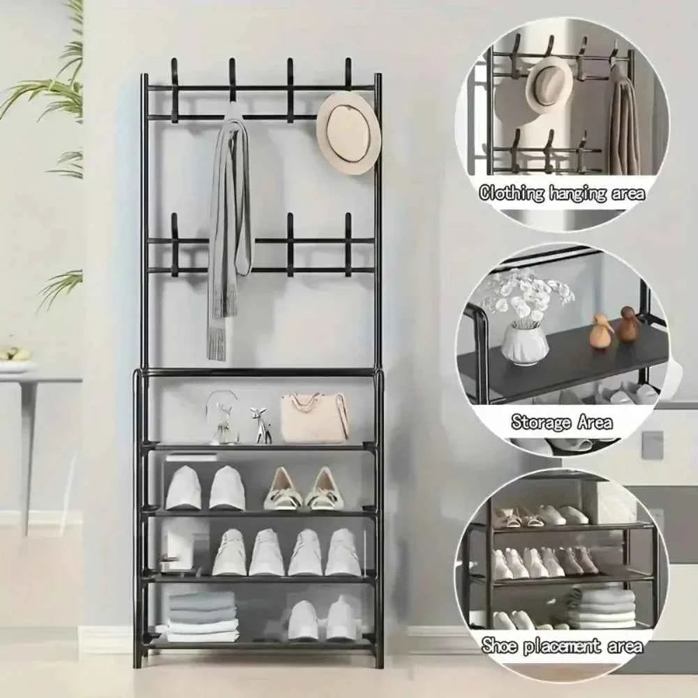 5 Layer Living Room Shoe Rack Multi-Layer Storage Shelf DIY Clothes Hanger Simple Floor-Standing Organizer