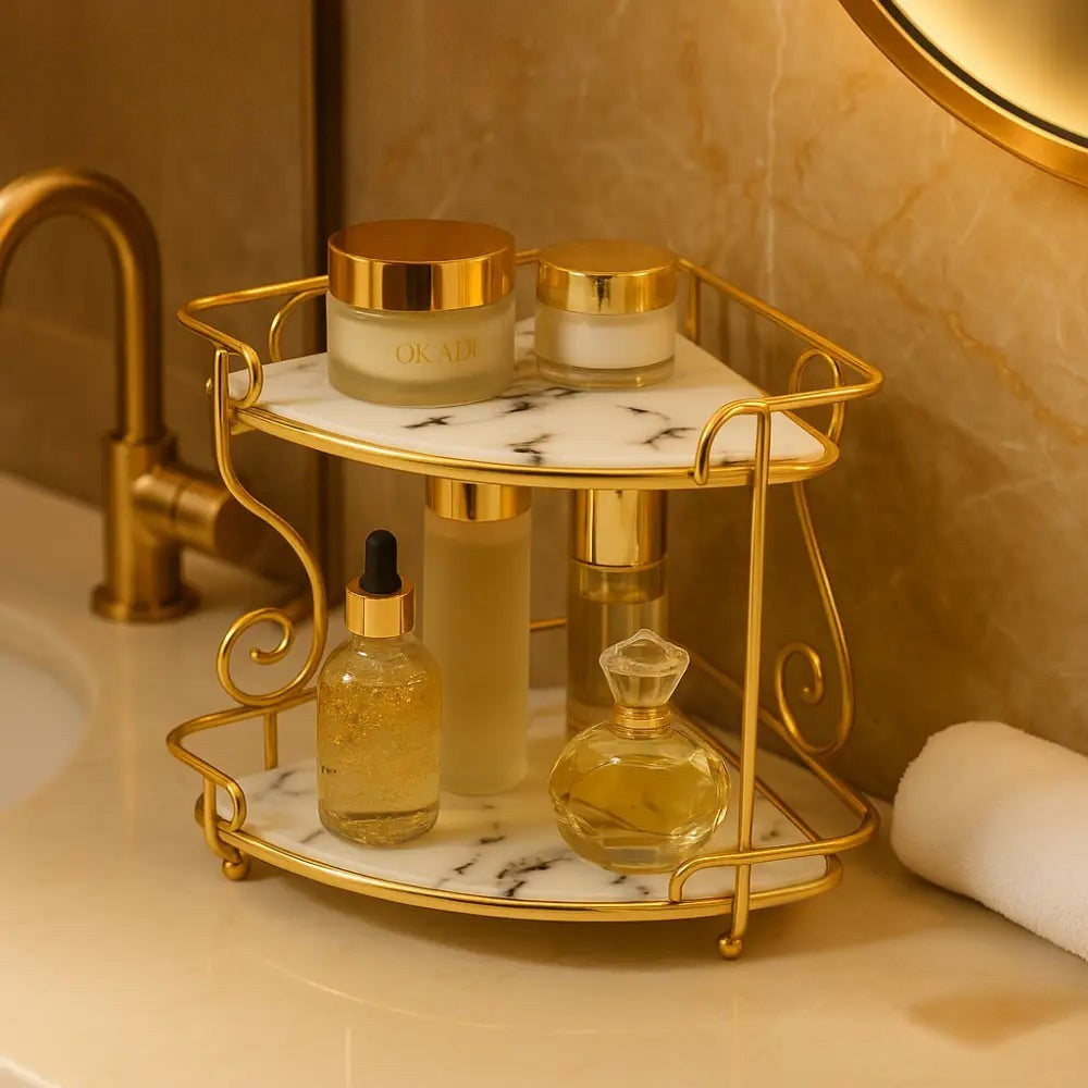 Luxury 2-Tier Organizer Rack with Marble Design