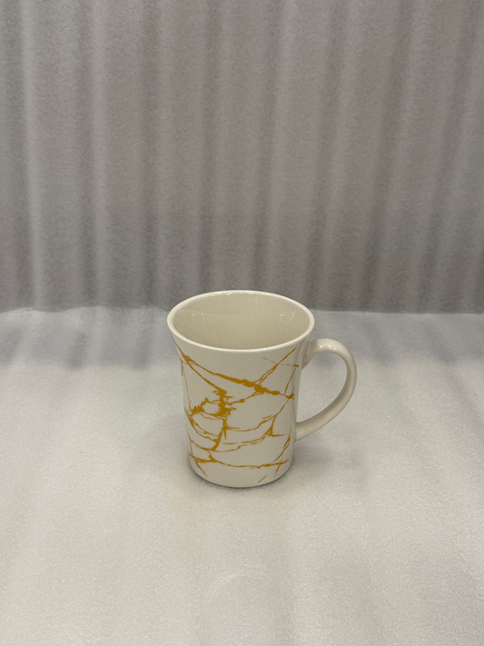 Golden Handle Ceramic Mug – Elegant Chevron Pattern (Each)